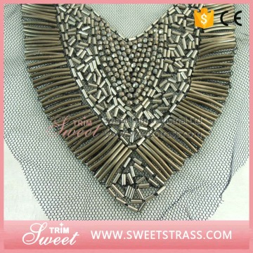 Hot sale rhinestone banding trimming embroidery collar