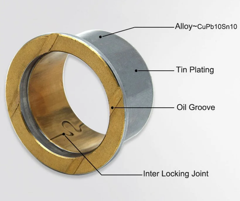 Low Carbon Steel Alloy Bronze Bearing, Spring Bush, JF-800 Self Lubricating Bi-metal Bushings