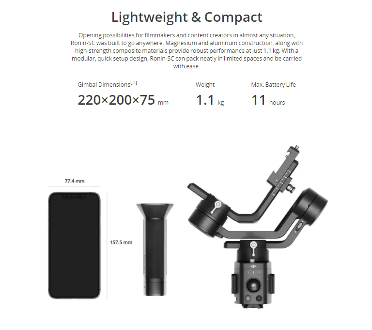 In stock DJI Ronin SC standard version Single-Handed 3 Axis Stabilizer with free ronin S/SC handgrip mount