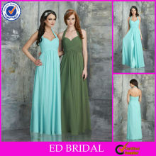 CB48 Aqua Chiffon Halter Neck Long Style Designer Junior Bridesmaid dresses