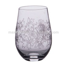 Stemless Red Wine glass with cutting flowers
