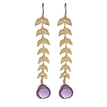 Desinger gold leaf earring designs with amethyst