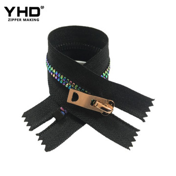 5# Colorful point type shoes bags resin pencil case zippers chunky plastic zips