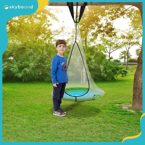 SkyBound 39 Inch Tree Swing Saucer Swing Green/Blue