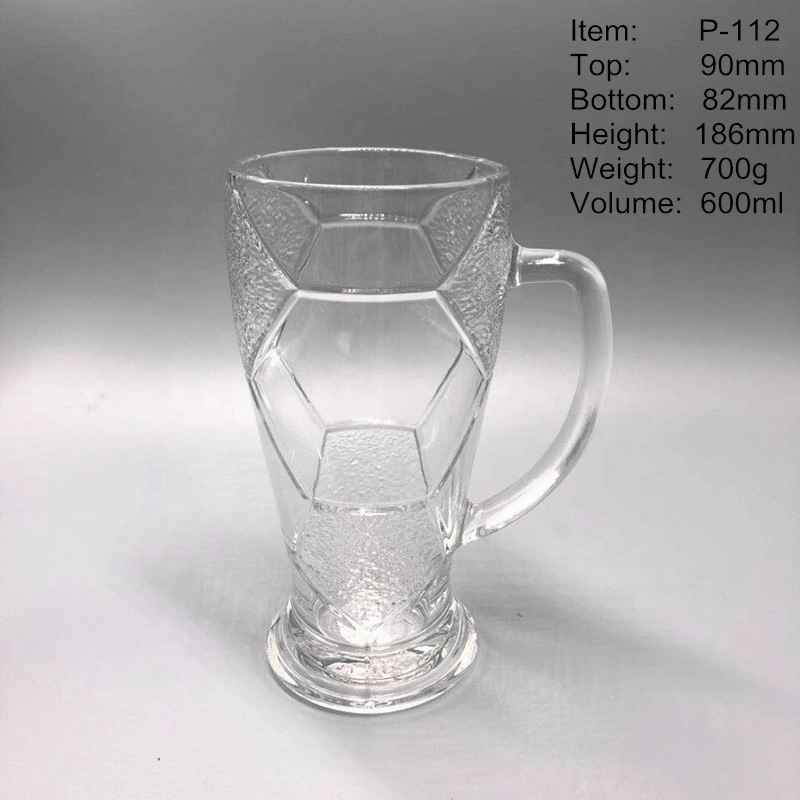 New Creative Glass Water Cup with Handle Family Fashion Simple Football Beer Bottle Party Single Layer Big Drink Cup