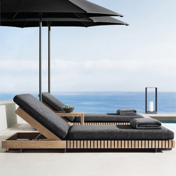 Hormel Teak Wood Outdoor Daybed with Trundle for Patio and Beach