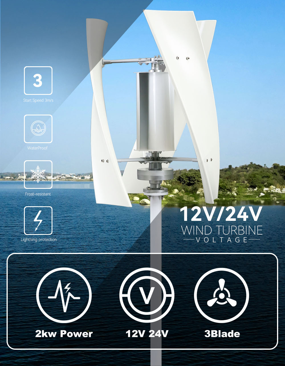 5000w Vertical Axis Wind Turbine Generator With Mppt Controller, High ...
