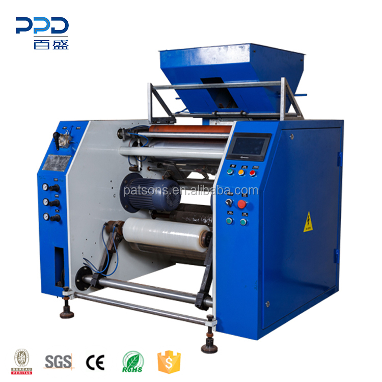 Auto plastic wrap rewinder 3 shaft coreless pe stretch film winding machine