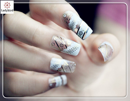 2014 lady favorite lace design wedding nail stickers