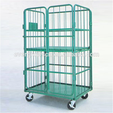 Metal laundry storage cargo folding rolling carts container