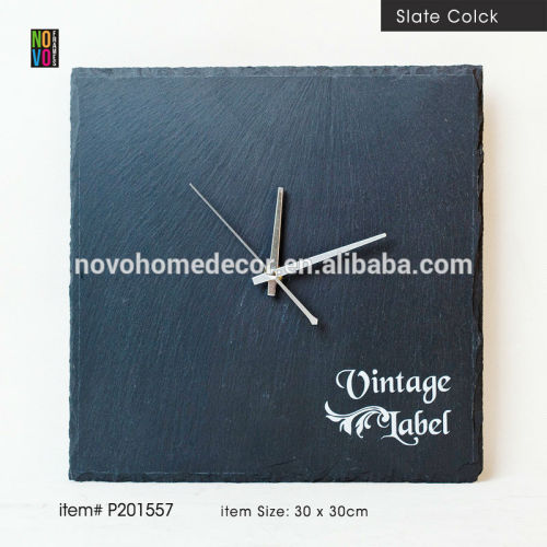 Decorative square slate wall clock with words