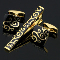Clip de corbata de metal de calidad fuerte negro dorado personalizado