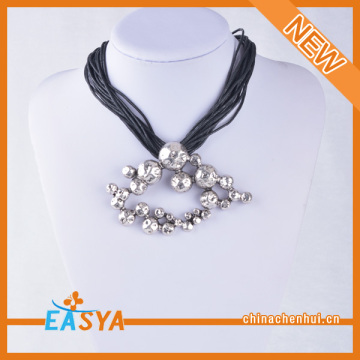 Black Rope Chains Bulk Crystal Mouth Pendant Necklace