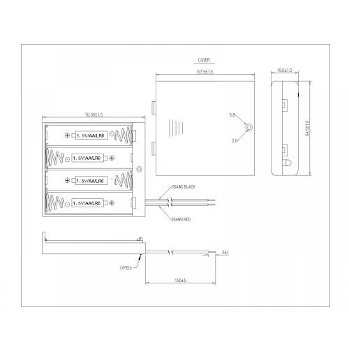 BBA-5-4-BC 4 pezzi AA Battery Hoder con copertura