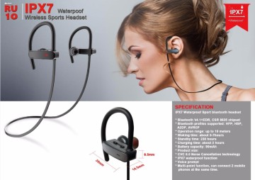 Hot Selling Wireless Sport Stereo Bluetooth Headsets Earphone Bluetooth RU10