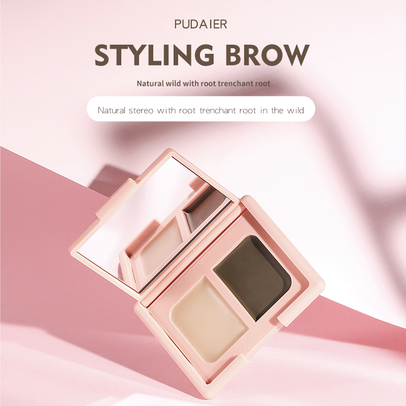 New Magic Styling Eyebrow Pudaier 2 in 1 Double Color Styling Eyebrow Gel Natural Wild Waterproof Solid Shape