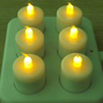 Remoted rechargeable flickering LED tealight candlle