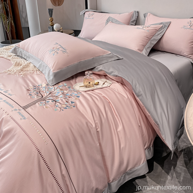 綿のベッドシート刺繍された寝具セット