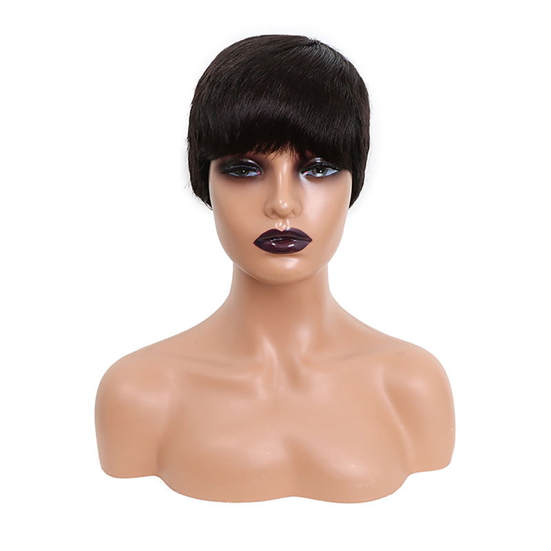 cheap price short retro human hair sewing machine wig for black women, 100% human hair wig sewing machine made wholesale