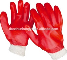 Interlock Liner Dipped Red PVC Full Coated Knit Wrist Gloves