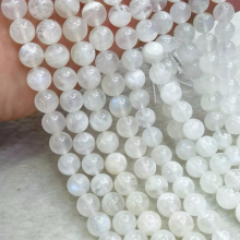 8MM Natural White Moonstone Round Loose Gem Stone Beads For Jewelry Making