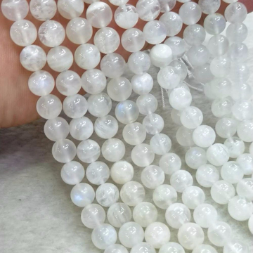 8MM Natural White Moonstone Round Loose Gem Stone Beads For Jewelry Making