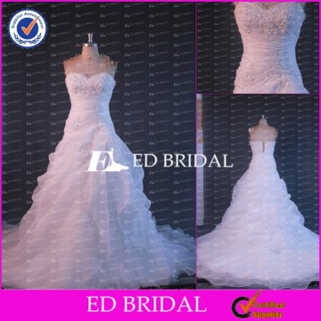 CE614 Customized China Sweetheart Strapless Ruffles Organza Cheap Modest Wedding Dresses