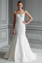 new high quality bateau neck lace strapless wedding apparel white