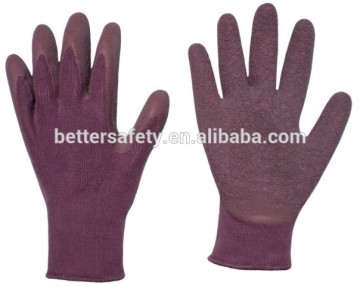 13 Guage Purple Bamboo Lined Coated Purple Latex Work Glove factory