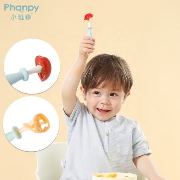 New Safety Baby Silicone Food Spoon And Fork