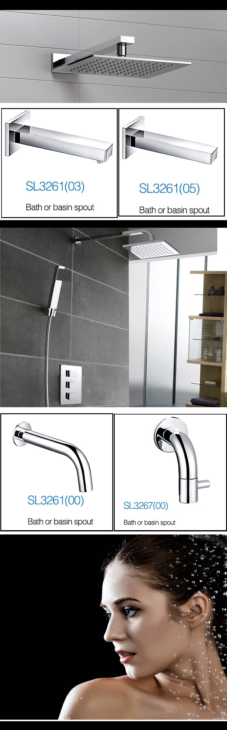 Showering adjustzble flexible shower head wall extend Bath or basin spout bathroom shower arms