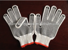bleached white pvc dotted cotton gloves for sale