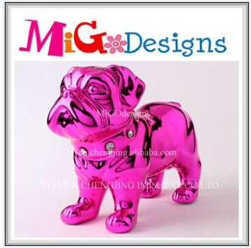 Pink Plating Ceramic Dog Shaped Coin Bank