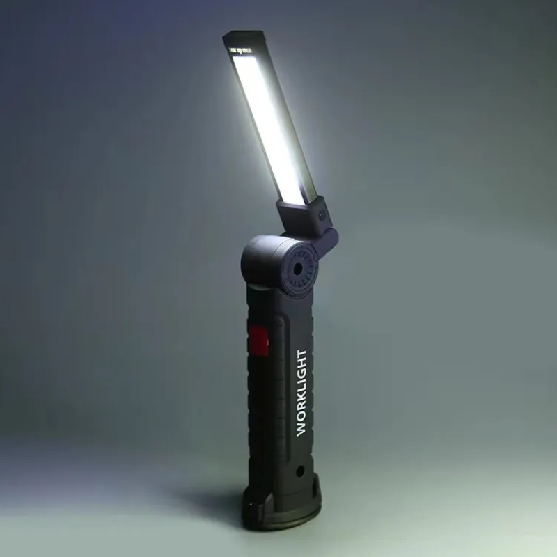 Luz de trabajo de mazorca de LED caliente de 360 ​​grados Rotate USB recargable Inspección de automóvil cubierta de goma Lámpara de trabajo con imán y gancho