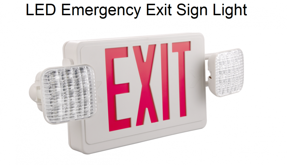 Exit sign with two adjustable emergency heads