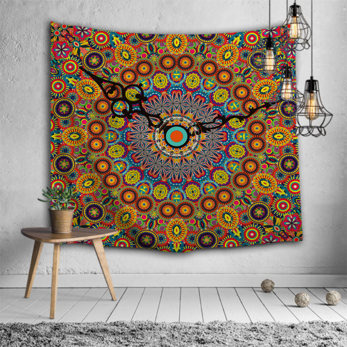 Bohemian Tapestry Mandala Wall Hanging Indian Boho Pointer Hippie Yellow Wall Tapestry for Livingroom Bedroom Home Dorm Decor