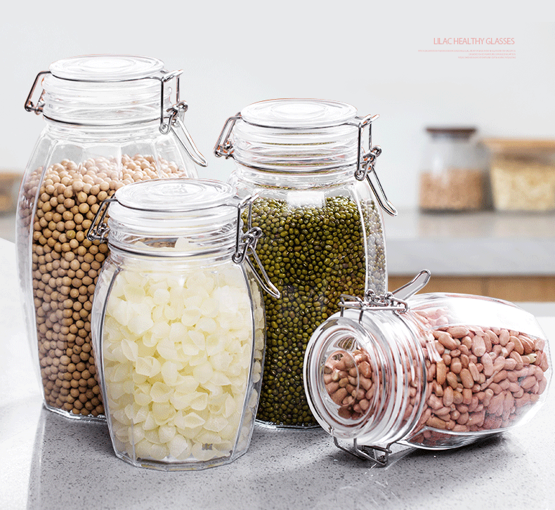 Lilac FREE Sample 850ml/1200ml/2000ml/2400ml wide mouth airtight food containers storage set and glass bottles jars in bulk