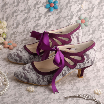 Mary Jane Purple Bridesmaid Shoes Low Heel