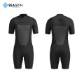 Seaskin Mens แขนสั้นสีดำ zipperless shorty wetsuit