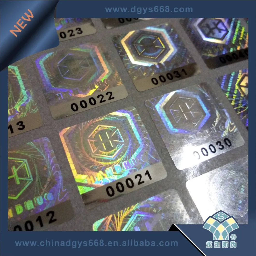 Professional Making Glittery Hologram Serial Number Stickers Gold