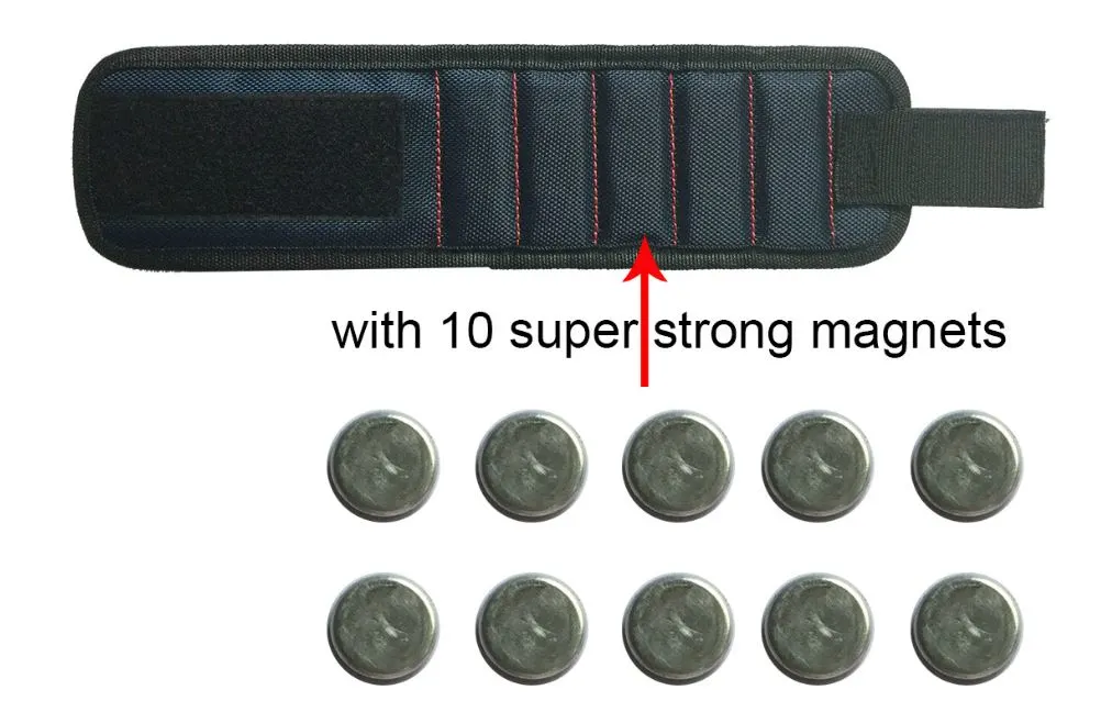 New Style Super Strong Magnetic Wristband with 10 Powerful Magnets for Holding Tools