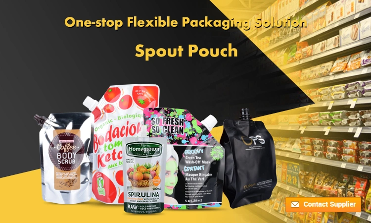 Doypack Packaging Food Jams Fruit Juice Water Liquid Packaging Aluminum Foil Spout Pouch Bag with Logo Printing