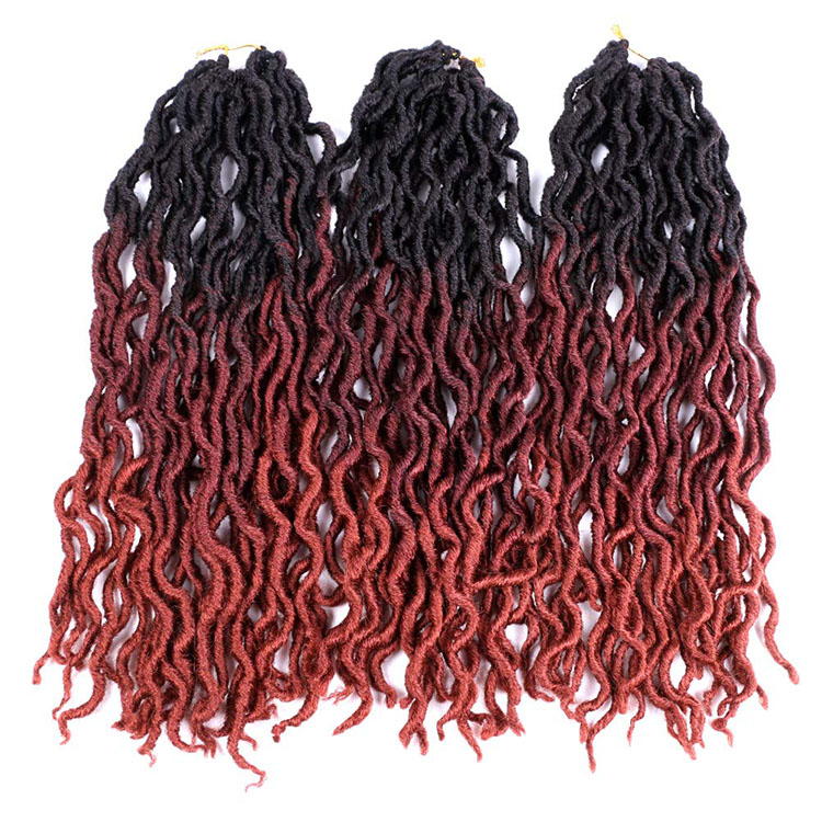 Wholesale Cheap Wavy Gypsy Locs Crochet Hair Extensions Gypsy Wave Locks Braiding Hair Ombre Color Synthetic Fiber Faux Locs