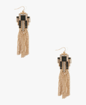 Gold tassels similar drop earring with strands chain