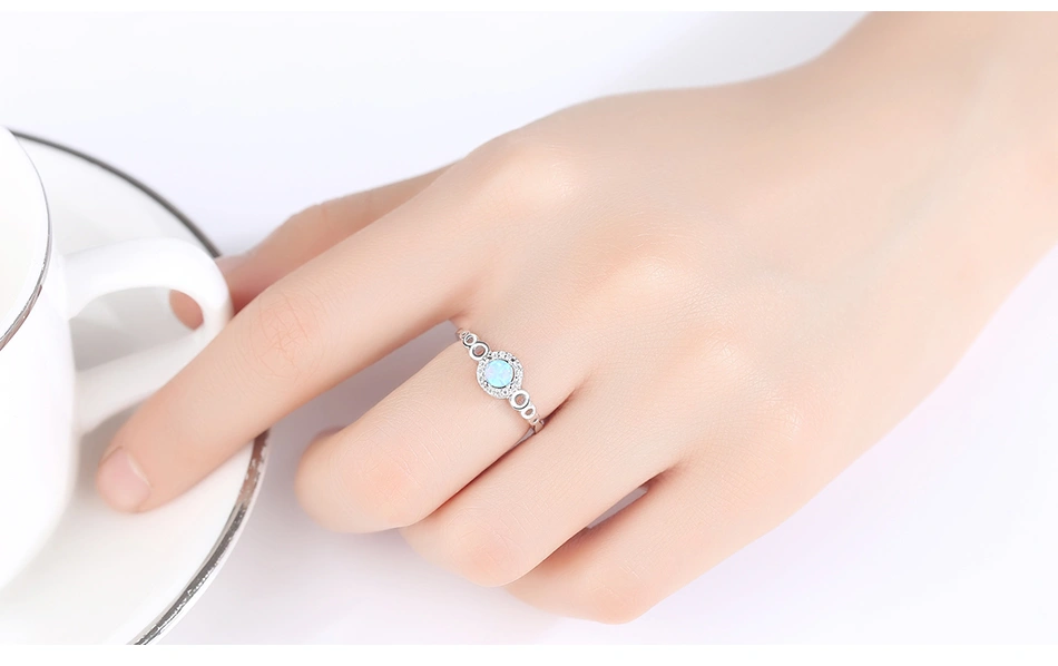 Elegant 925 Sterling Silver CZ Opal Rings