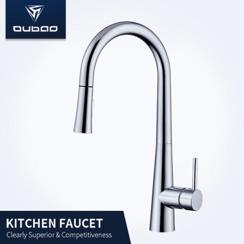 Leher Panjang Arc Tinggi Rotatable Kitchen Sink Faucet