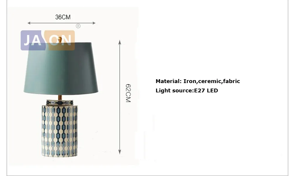 Elegant E27 LED Table Lamp with Chinese Ceramic Design