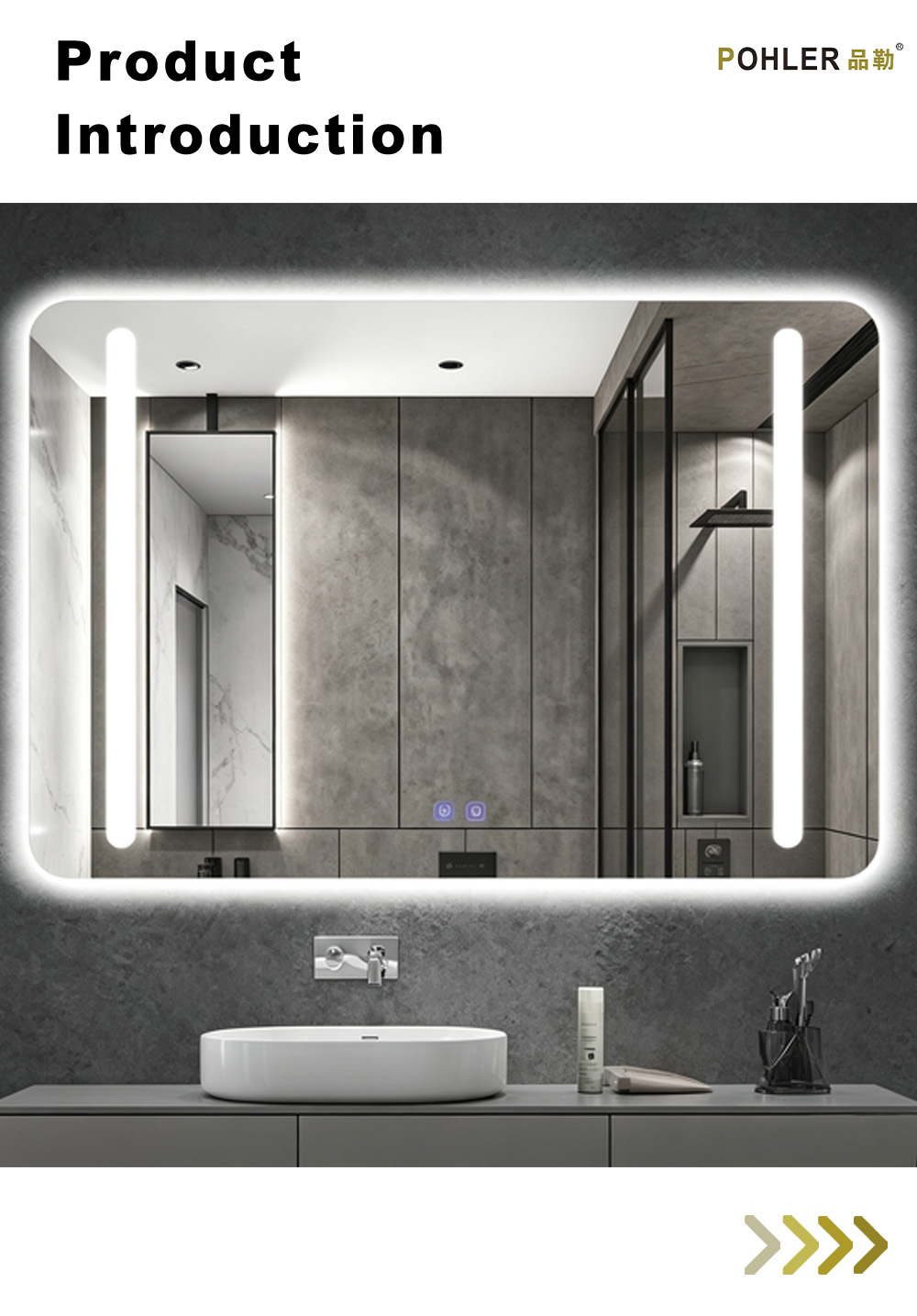 D027 Зеркало для ванной со светодиодной подсветкой и боковой подсветкой X D027 LED Bathroom Mirror With Side Lights X