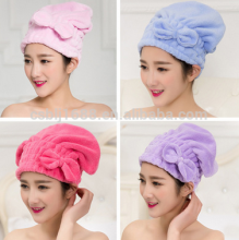 Factory Direct Microfiber Coral Fleece Shower Caps Butterfly Decro Bath Head Hair Cloth