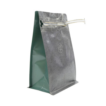 Biologisk nedbrydelig Kraft Paper Ziplock Kaffe Fladbund Taske